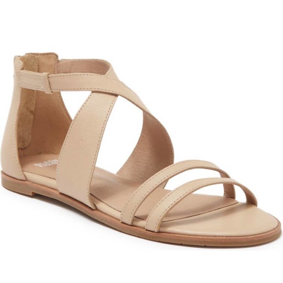 Eileen Fisher Cici Sandal Tumbled Leather Light Natural Nude New in Box Size 6.5 - Picture 1 of 7